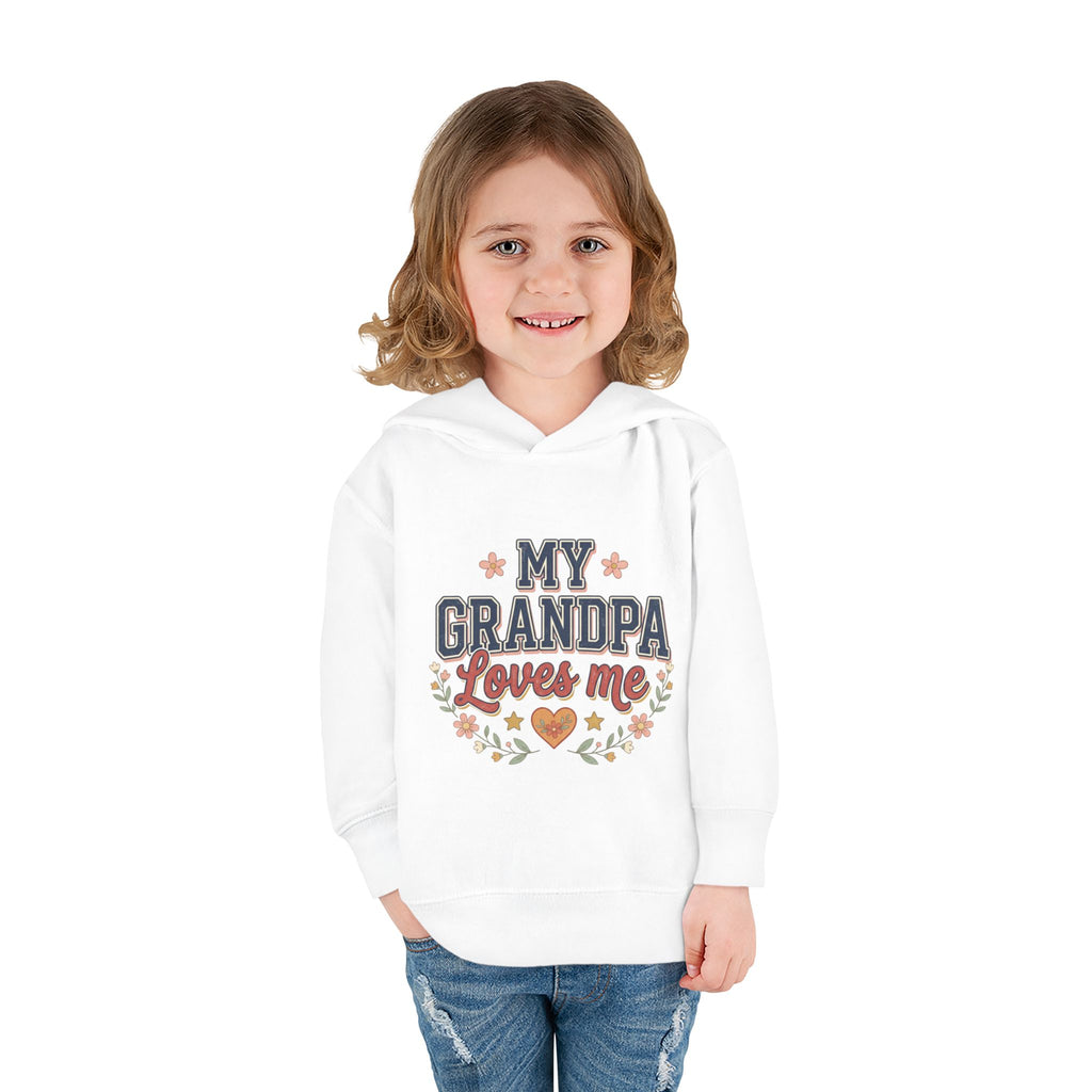 Toddler Hoodie - "My Grandpa Loves Me" Cute Heart & Floral Pullover