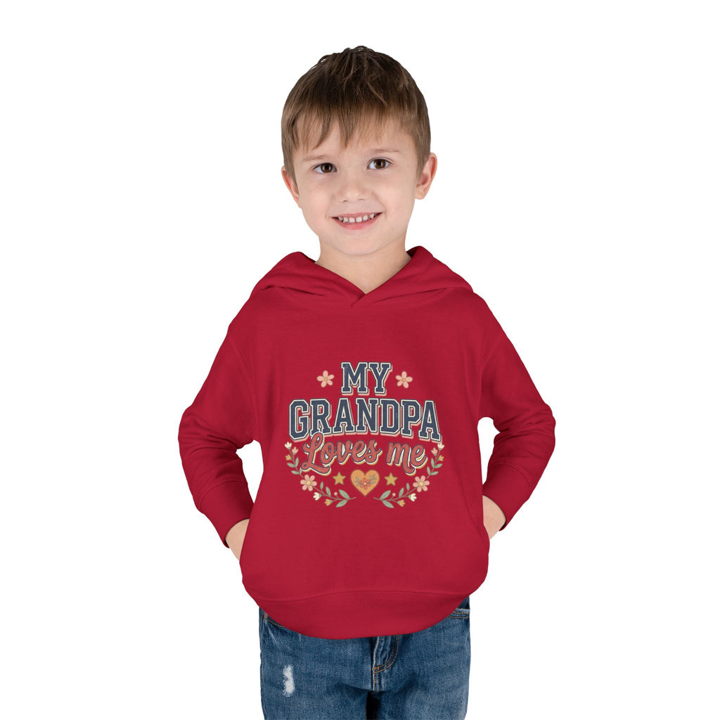 Toddler Hoodie - "My Grandpa Loves Me" Cute Heart & Floral Pullover