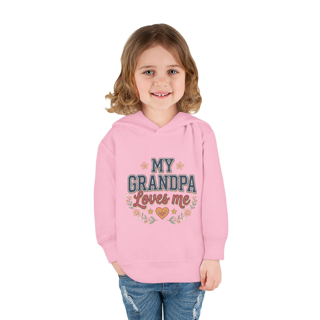 Toddler Hoodie - "My Grandpa Loves Me" Cute Heart & Floral Pullover