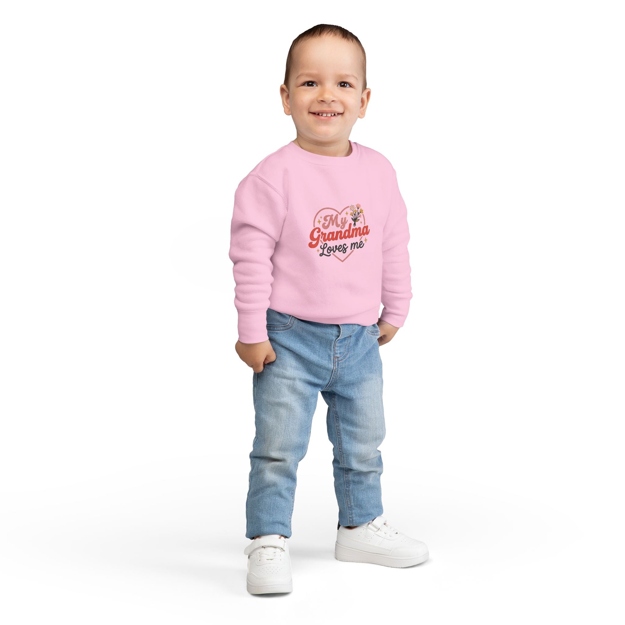 Toddler Sweatshirt - "My Grandma Loves Me" Heart Floral Pullover