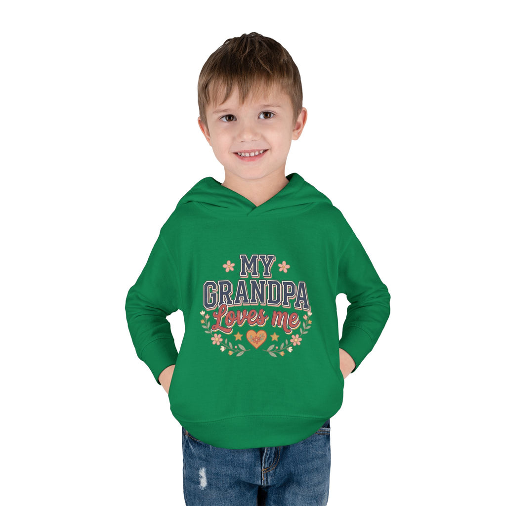 Toddler Hoodie - "My Grandpa Loves Me" Cute Heart & Floral Pullover