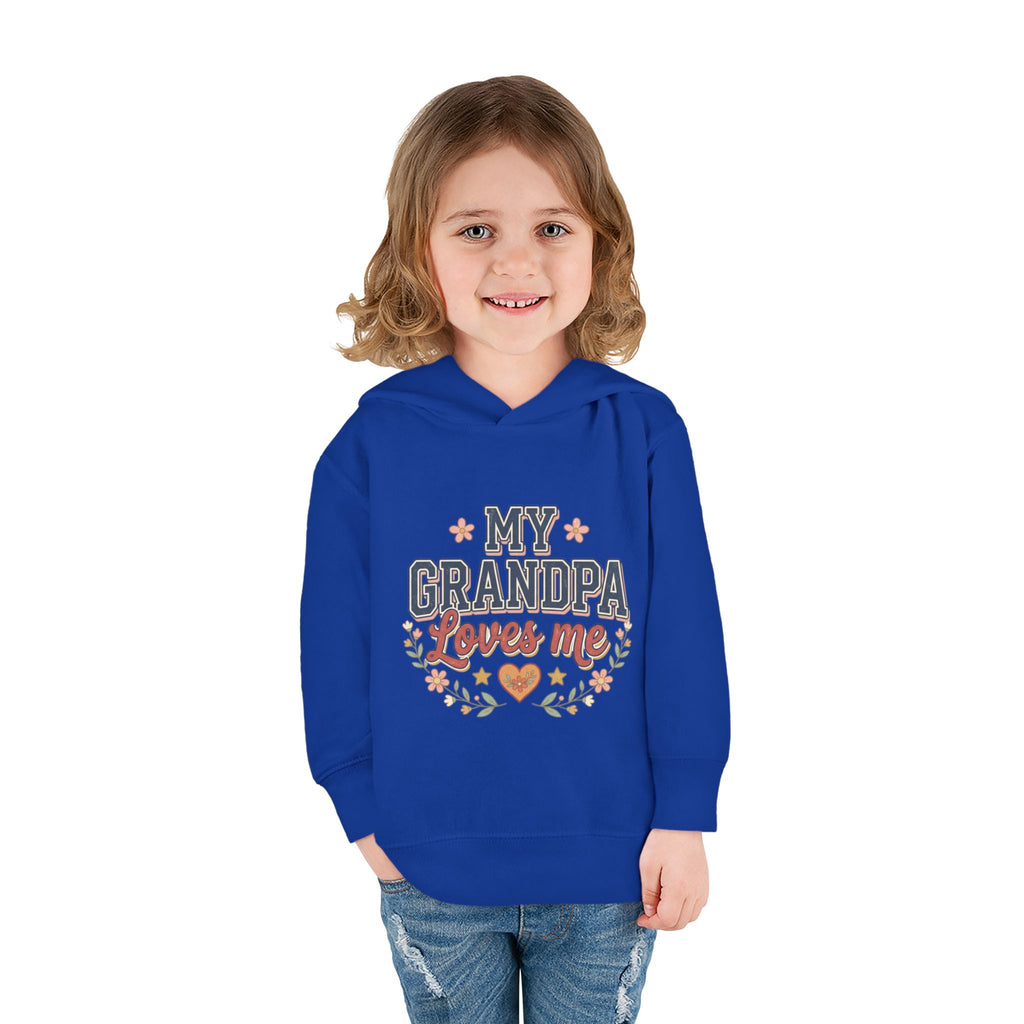 Toddler Hoodie - "My Grandpa Loves Me" Cute Heart & Floral Pullover