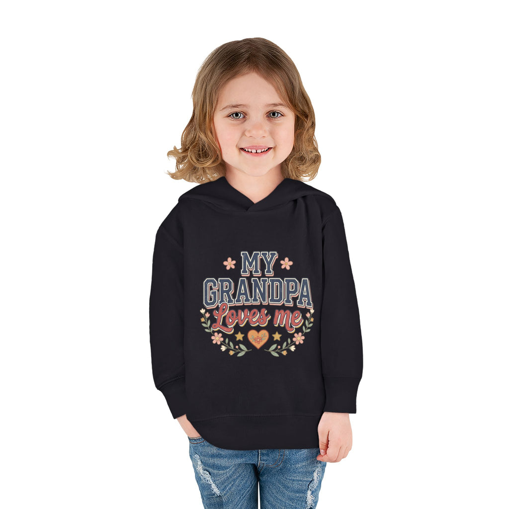 Toddler Hoodie - "My Grandpa Loves Me" Cute Heart & Floral Pullover