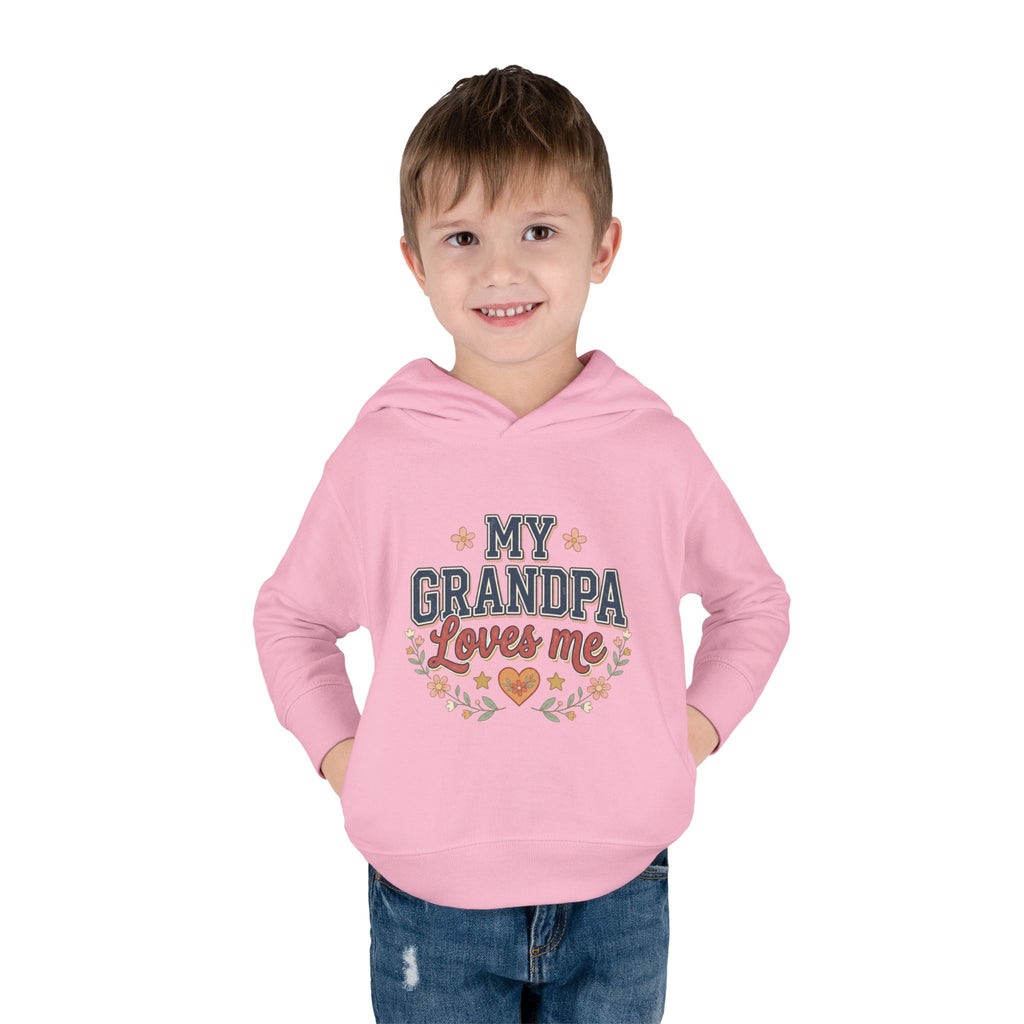 Toddler Hoodie - "My Grandpa Loves Me" Cute Heart & Floral Pullover