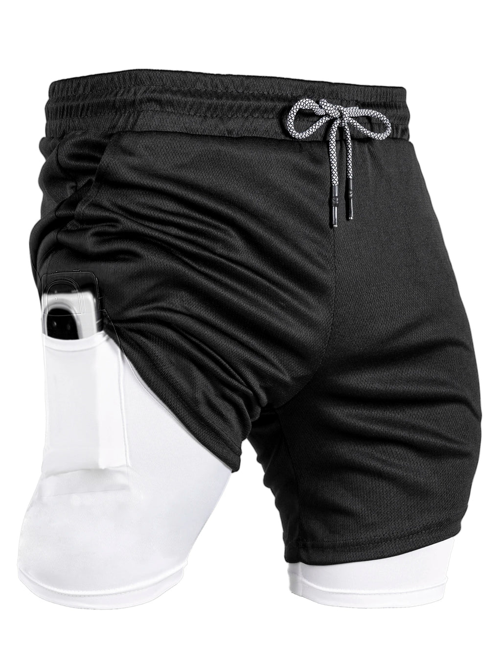 Men's 2-in-1 Athletic Shorts – Quick-Dry, Breathable with Phone Pocket
