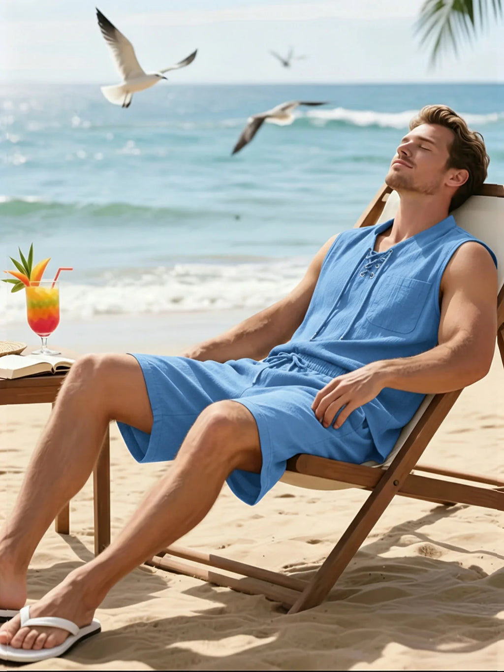 Men's 2-Piece Summer Outfit – Sleeveless Tank Top & Shorts Set