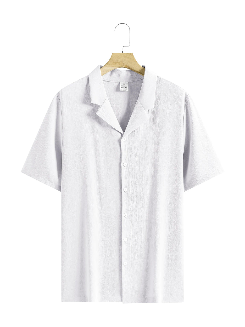 Men's Stand Collar Short Sleeve Shirt – Solid Color, Casual Beach & Streetwear Top
