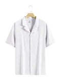 Men's Stand Collar Short Sleeve Shirt – Solid Color, Casual Beach & Streetwear Top