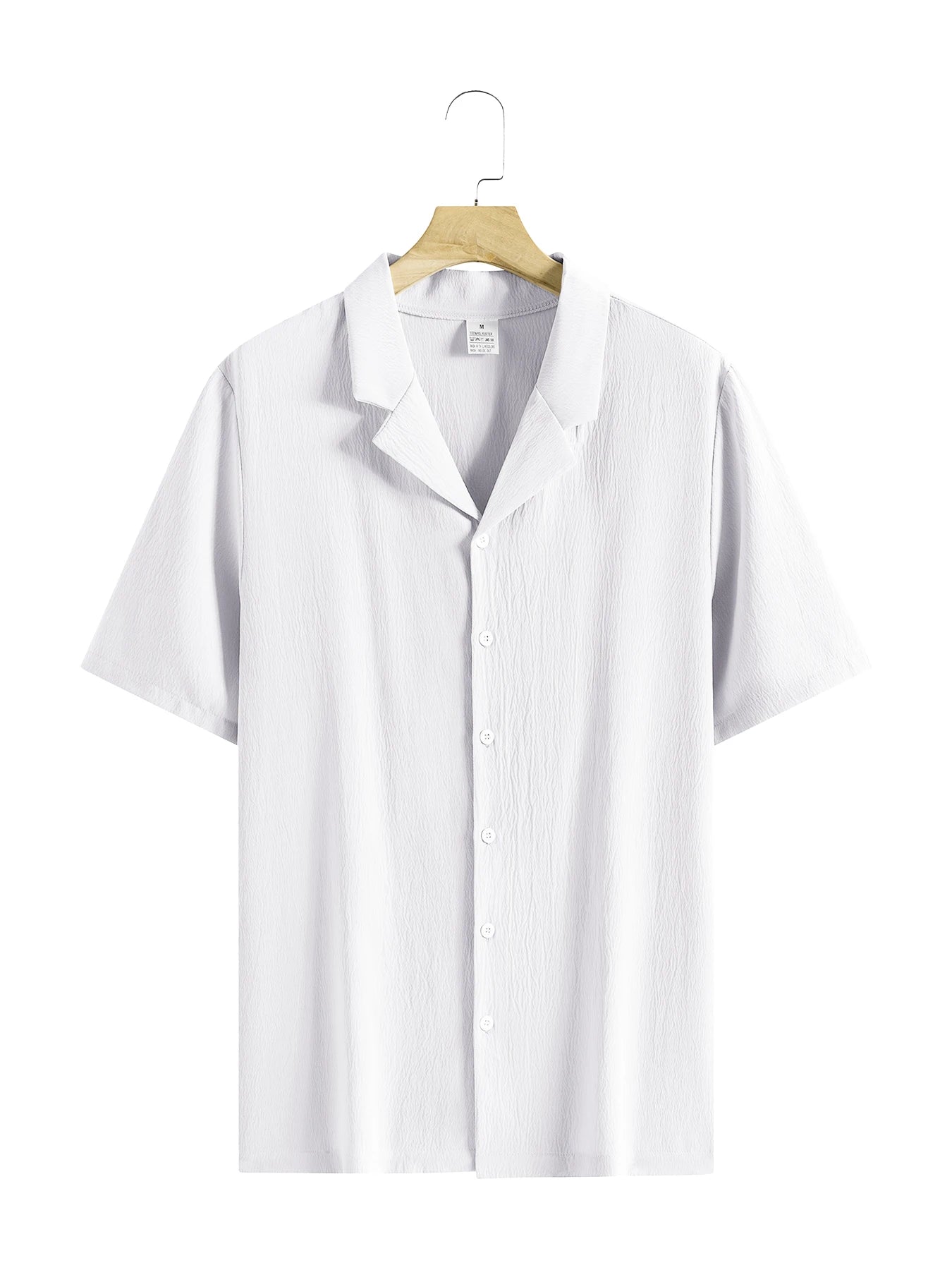 Men's Stand Collar Short Sleeve Shirt – Solid Color, Casual Beach & Streetwear Top