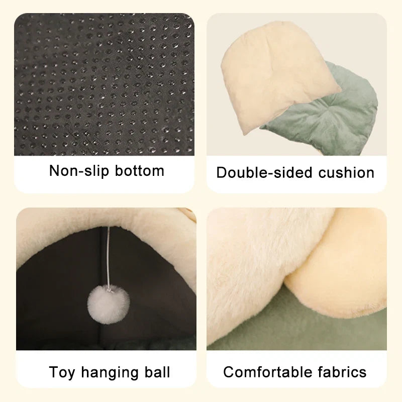 Deep Sleep Cat Bed | Foldable Washable Cat Cave Bed for Cats & Small Dogs