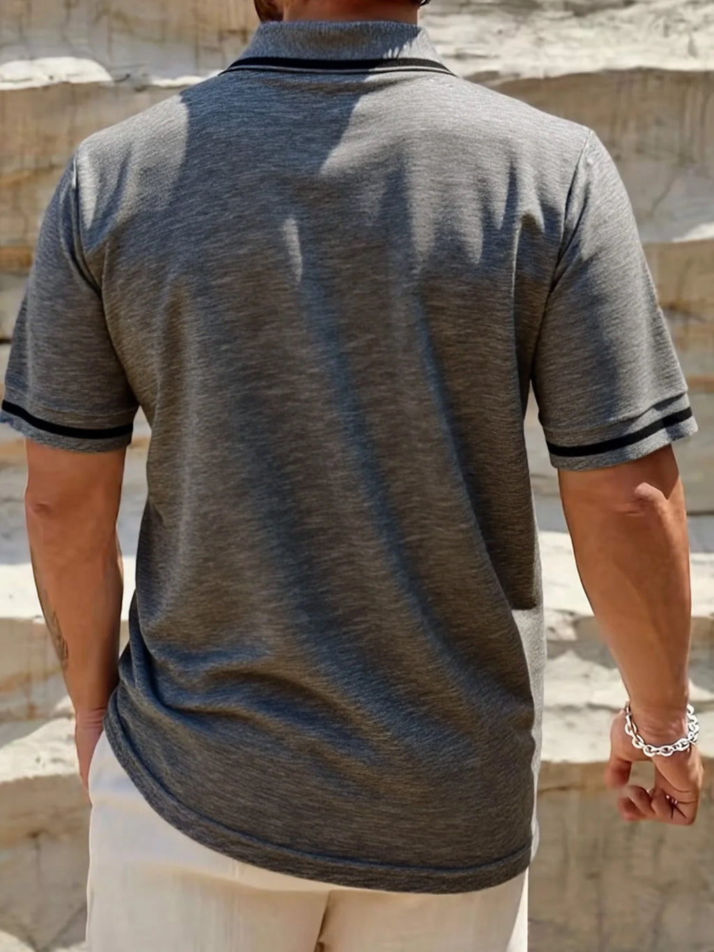 Men's Short Sleeve Polo Shirt – Solid Color, Breathable