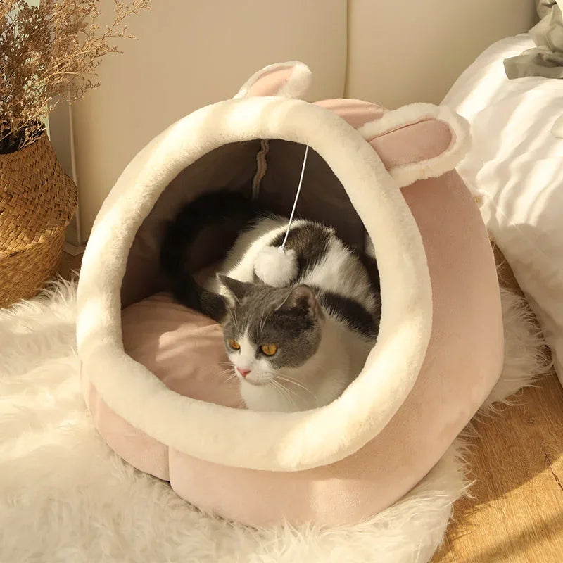 Deep Sleep Cat Bed | Foldable Washable Cat Cave Bed for Cats & Small Dogs